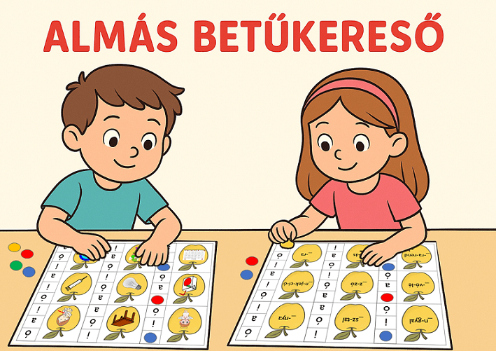 Almás betűkereső nyomtatható betűtanuló és figyelemfejlesztő játék gyerekeknek