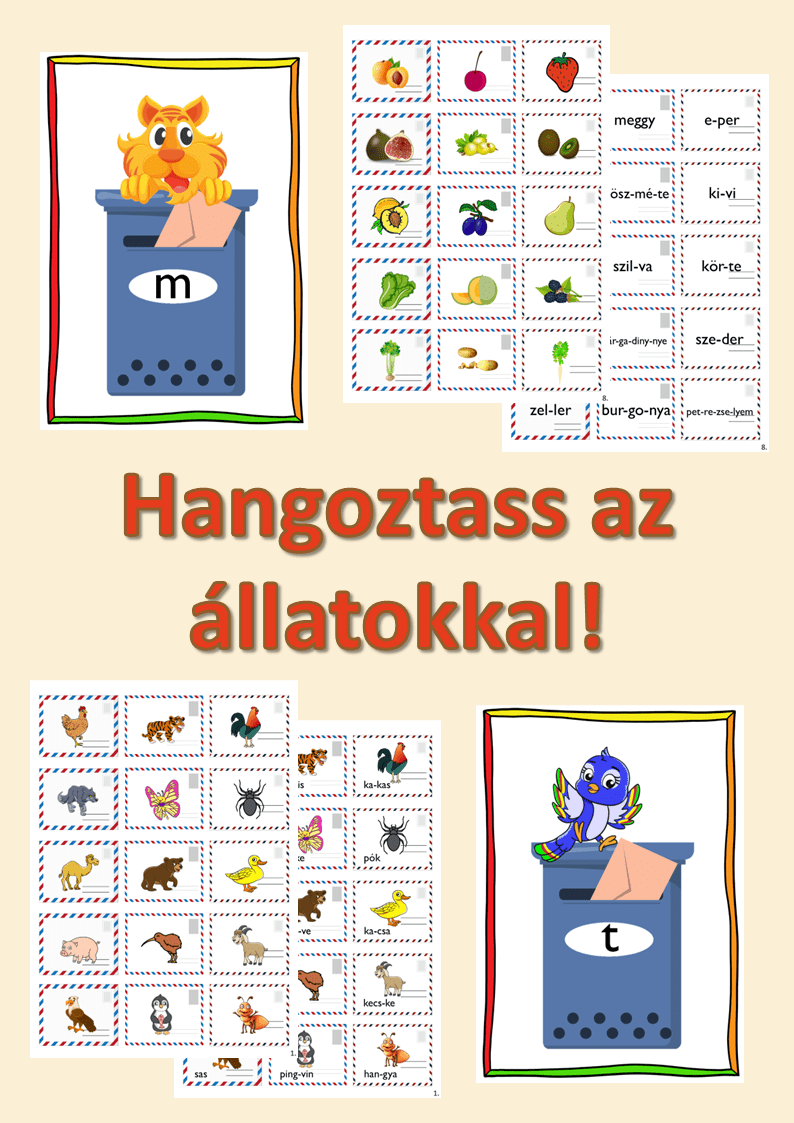 Hangoztass az állatokkal nyomtatható beszéd- és hallásfejlesztő játék gyerekeknek