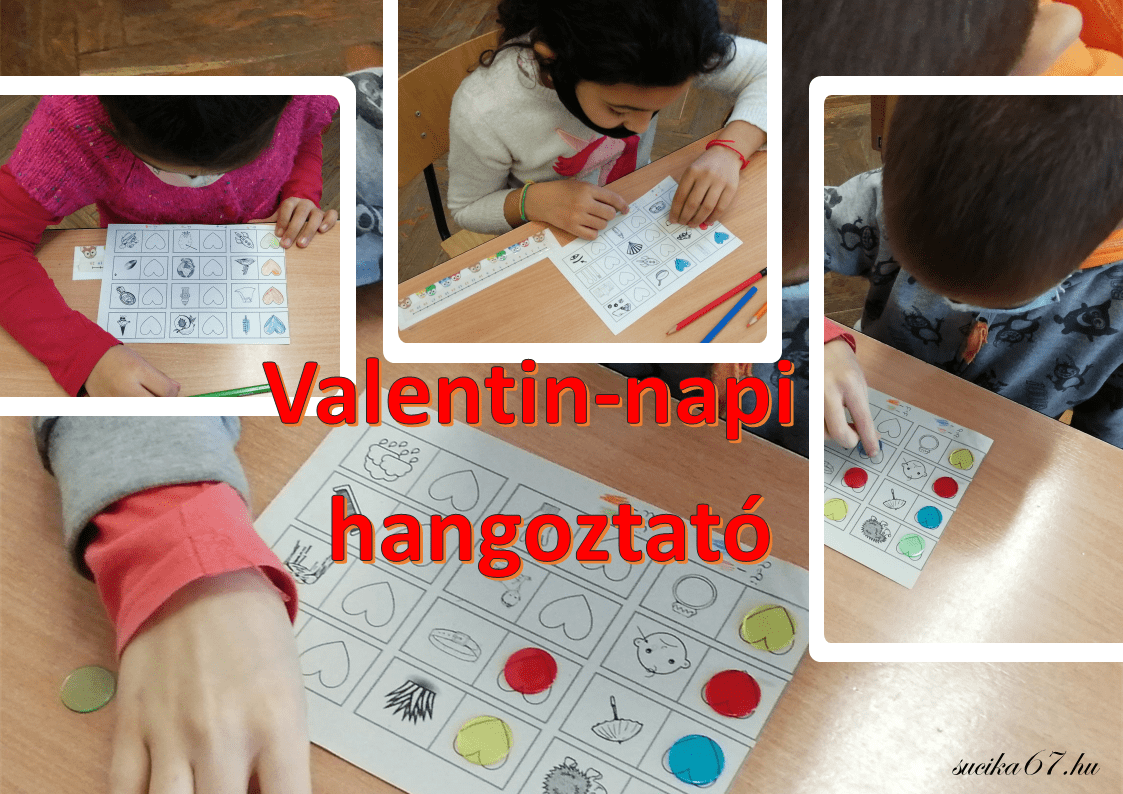 Valentin napi hangoztató játékos beszédfejlesztő feladatlap gyerekeknek