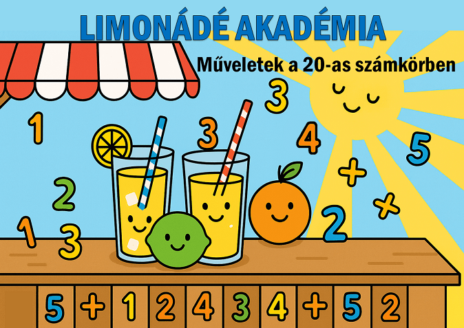Limonádé Akadémia műveletek nyomtatható matematika fejlesztő játék gyerekeknek