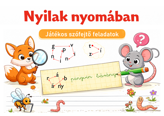 Nyilak nyomában nyomtatható logikai és térbeli tájékozódást fejlesztő játék gyerekeknek