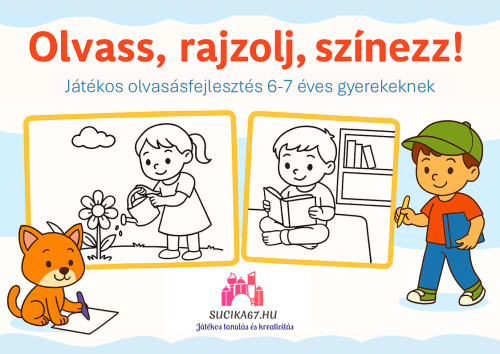 Olvass rajzolj színezz nyomtatható olvasásfejlesztő feladatlap gyerekeknek