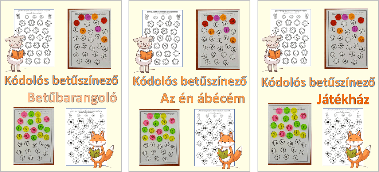 Kódolós betűszínező nyomtatható logikai és betűfejlesztő játék gyerekeknek