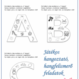 Nagybetűkben képek játékos betűfelismerő feladatlap gyerekeknek