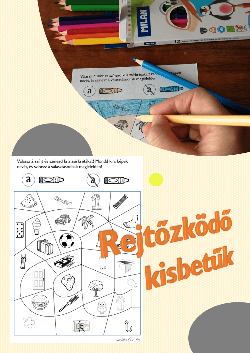 Rejtőzködő kisbetűk játékos betűfelismerő feladatlap gyerekeknek
