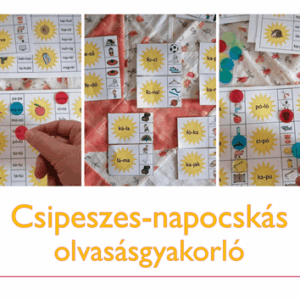 Csipeszes napocskás olvasásgyakorló nyomtatható fejlesztő játék gyerekeknek