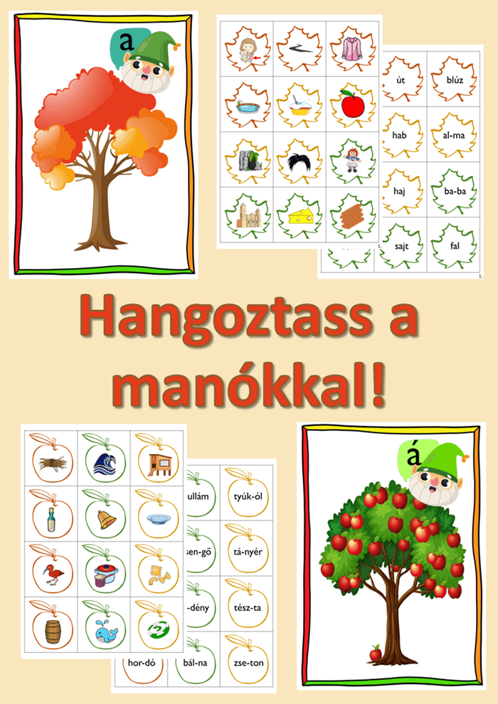 Hangoztass a manókkal nyomtatható beszéd- és hallásfejlesztő játék gyerekeknek