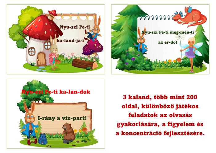 Nyuszi Peti kalandok nyomtatható fejlesztő feladatlap gyerekeknek