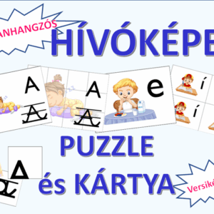 Magánhangzós hívóképes puzzle és fejlesztő kártya gyerekeknek olvasásfejlesztéshez