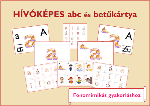 Hívóképes ábécé és betűkártya fonomimikás magánhangzókhoz nyomtatható fejlesztő eszköz gyerekeknek